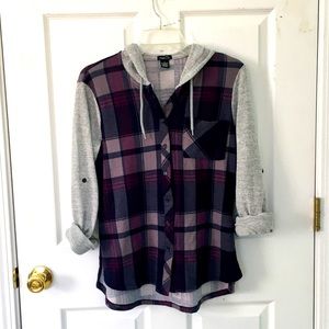 Purple hooded flannel